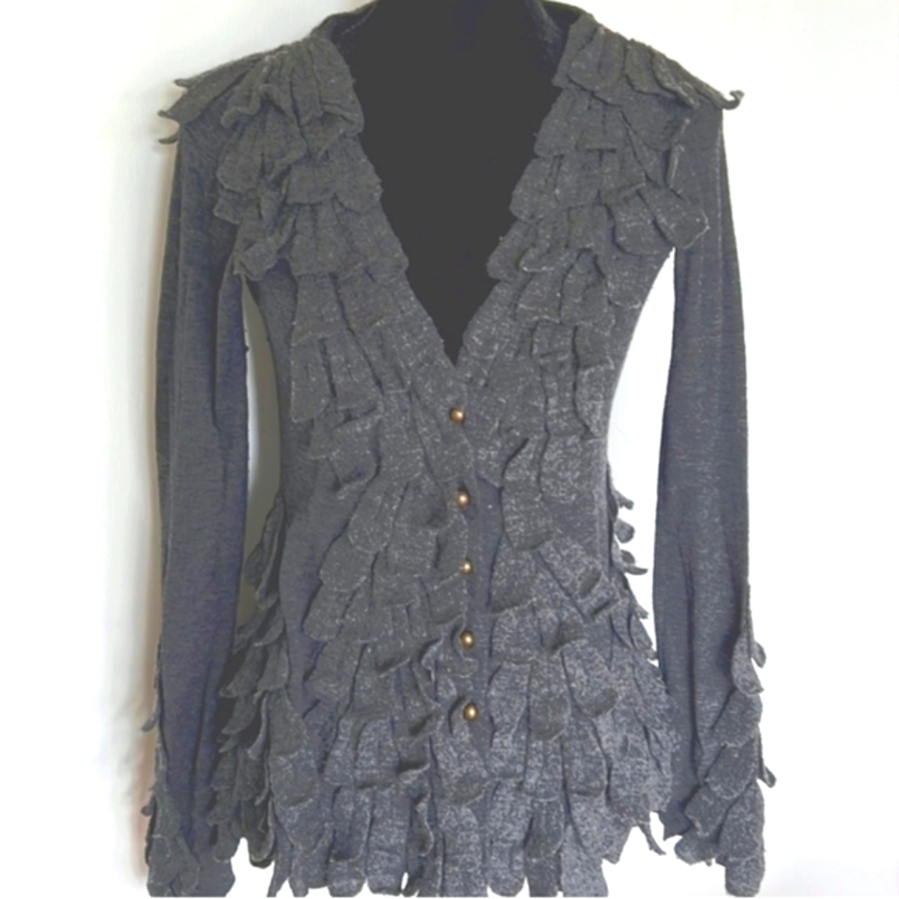 Anthropologie LEIFSDOTTIR PETAL APPLIQUÉ CARDIGAN